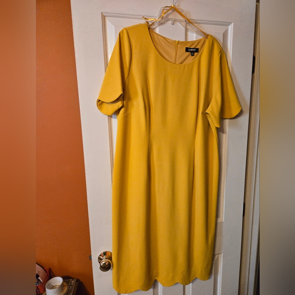 Yellow Flutter Sleeve Sheath Midi Dress